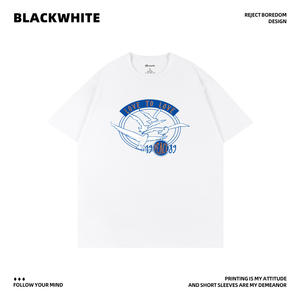 Camiseta blanca de manga corta transpirable 100% algodón con estampado de pájaro azul, ropa informal unisex Q132 - Product Image 5