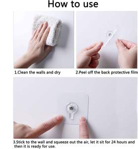 Ganci Adesivi da Parete Impermeabili e Durevoli, Appendini <span class=keywords><strong>Trasparenti</strong></span> per Cucina e Bagno Senza Viti - Product Image 5