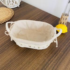 Artisan Tissé Grand Coton Corde Panier <span class=keywords><strong>À</strong></span> <span class=keywords><strong>Pain</strong></span> De Luxe Renforcé Cadre En Fer Lavable <span class=keywords><strong>Tissu</strong></span> Insert Rustique Organisation Poignées - Product Image 3