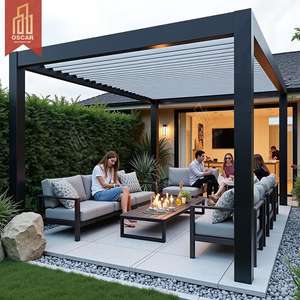 Um tahan air Louvered luar ruangan dapat ditarik naungan sistem drainase teras taman halaman belakang pesta taman acara luar ruangan Pergola - Product Image 2