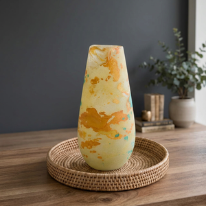 Jarrón de Resina Amarillo con Diseño de Salpicaduras, Moderno y Decorativo, Hecho a Mano, para Flores, Decoración del Hogar y Sala de Estar - Product Image 2