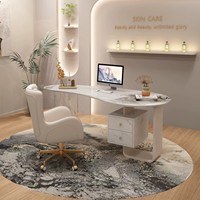 Bureau minimaliste moderne en fer style crème avec tiroir, anti-taches, pour ordinateur et écriture, idéal pour le bureau et les salons de beauté