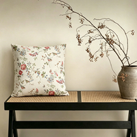 Housse de coussin vintage européenne à imprimé floral et oiseaux, taie d'oreiller décorative durable de qualité supérieure avec fermeture éclair pour canapé de salon