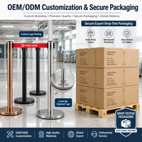 Poteau de délimitation rétractable robuste en acier inoxydable 3m rouge, barrière de contrôle des foules, indice de protection IP67, sans éclairage, pour aéroports et hôtels