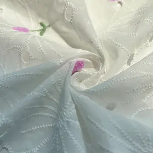 Tecidos bordados de algodão, de alta qualidade, para vestidos de verão e mulheres