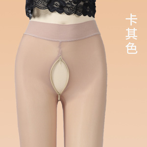 Invisible Zipper Crotchless Pantyhose For Women 100D Medium Thickness Semi Sheer Nylon Anti Snag Outdoor Wear - Product Image 2