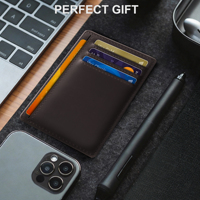 Dompet Pria Kulit Asli Vintage Crazy Horse Anti RFID, Tempat Kartu Kredit, Model Pendek untuk Saku Depan dengan Lapisan Nilon