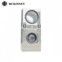 Mesin Cuci Otomatis Stainless Steel Beroperasi dengan Koin dan Pengering Tumpuk untuk Bisnis Laundry