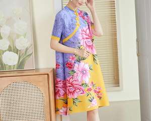 เดรสมีจีบ Miyake <span class=keywords><strong>ผม</strong></span><span class=keywords><strong>ทรง</strong></span>หลวมไซส์ใหญ่พิเศษพิมพ์ลายแฟชั่นใหม่ - Product Image 3