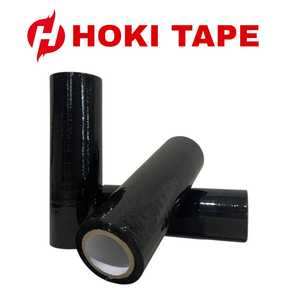 ฟิล์มพลาสติก LLDPE ยืดได้สีดำขนาด25ซม. x 100ม. ม้วนโลโก้มันวาวขนาด30ซม. 50ซม. สำหรับร้านขายของชำทุกความต้องการบรรจุภัณฑ์ - Product Image 3