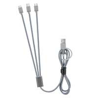 Kabel Pengisi Daya Multifungsi 3-in-1 Grosir 100cm Kabel Anyaman USB a ke Type C/Micro/8Pin Logo Cetak Laser Kustom