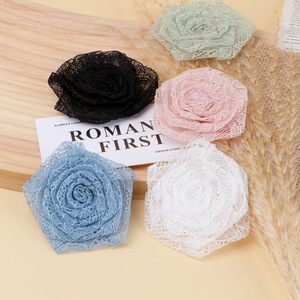 Fleurs de dentelle artisanales en tissu pour accessoires de cheveux DIY, décorations de mariage, printemps 2025, origine Jinhua - Product Image 3