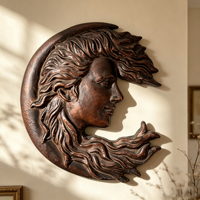 Décoration murale en métal en forme de visage de femme en croissant de lune en fonte, profil de dame à suspendre, emballage à bulles