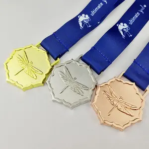 Rugby Medal Manufacture Enamel Jiujitsu Custom Judo Medals Sports With Sublimation Print Ribbon
