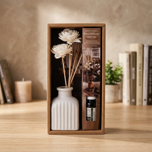 Nature & Prollore Reed <b>Diffuser</b> Set <b>Ceramic</b> Vase with Flower Tops 1.7 oz Camomile & Promex Scented Oil Modern Home Decor - Product Image 2