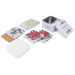 Tin Metal Box Tin Custom Printing Regular Tin Coaster Set With Metal Box