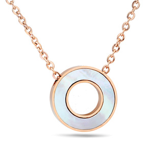 Collar Minimalista Hueco con Incrustaciones de Concha Blanca de 15 mm para Parejas Europeas y Americanas, de Acero Inoxidable y Titanio, Joyería para Uso Diario, Regalo - Product Image 1