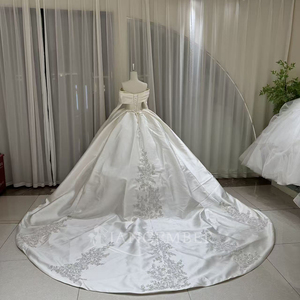 Lsoy036 Sparkling Strapless Satin Ball Gown <b>Wedding</b> Dress Sweetheart Neckline Floral Beading Bridal Gowns Chapel Train - Product Image 6