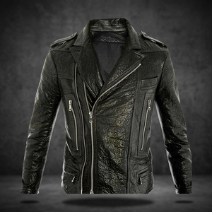 Newest Cafe <b>Racer</b> Motorcycle <b>Jacket</b> Cordura Stand Collar Zipper Multiple Pockets Retro Style Skinny Fit Winter Riding Fashion - Product Image 3
