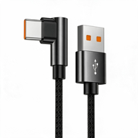 Câble USB C à 90 degrés, 10A, charge rapide, câble de données pour jeux à angle droit, câble de charge USB A vers Type C tressé en nylon