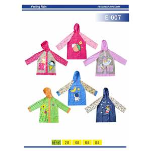 Veste imperméable à capuche en PVC avec boutons-pression, motif dessin animé pour adulte E-007 - Product Image 2