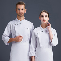 Veste de chef en tissu sergé blanc, uniforme de chef pour hôtel/restaurant, couleur blanche, coton poly, fabrication