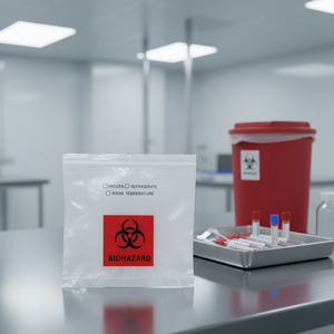 Sac de transport d'échantillons en plastique LDPE à fermeture éclair 95 kPa, sac de laboratoire <span class=keywords><strong>Kangourou</strong></span> à trois couches, transparent, impression personnalisée en héliogravure - Product Image 6