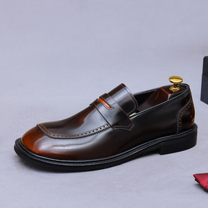Zapatos de cuero con punta redonda para hombre, cuero genuino, estilo informal, acabado pintado, piel de vaca, zapatos casuales, formales y de negocios - Product Image 1