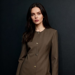 Chaqueta <span class=keywords><strong>de</strong></span> Traje Entallada <span class=keywords><strong>de</strong></span> Manga Larga, Cuello Redondo sin Solapa, Silueta Ajustada, con Múltiples Botones Decorativos - Product Image 1