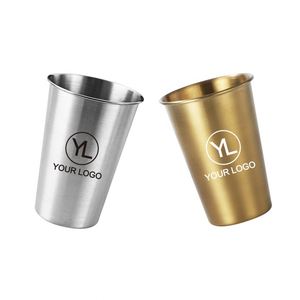 Custom Logo 16oz Stackable Stainless Steel Drinking Cup Reusable Metal Tumbler for Outdoor Promotion - Product Image 1