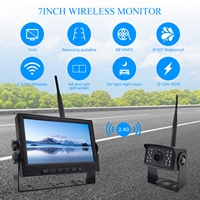 Monitor Inalámbrico para Auto de 7 Pulgadas con Soporte en U, Sistema de Visión Trasera Inalámbrico 1080P, DVR, Cámara de Reversa Digital Inalámbrica de 2.4G