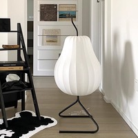 Lampe de sol en tissu LED de style asiatique en forme de poire pour salon