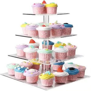 最佳销售三层透明展示亚克力蛋糕架婚礼蛋糕派对装饰甜点展示架