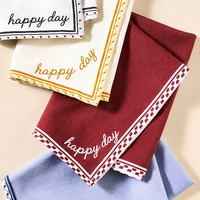 Serviettes brodées colorées, broderie personnalisée, linge de table en lin/coton, écologiques, 45x45cm, modernes, pour les fêtes et les mariages