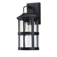 Lampu Dinding Gaya Industrial 1-Lampu Warna Hitam dengan Kap Lampu Kaca Bening untuk Lampu Taman Luar Ruangan