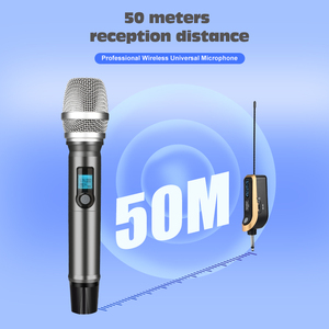 Microphones sans fil UHF doubles portables, faible latence, portée de 50 m, micro plug-and-play pour karaoké, soirées à domicile, <span class=keywords><strong>discours</strong></span>, vente en gros - Product Image 4