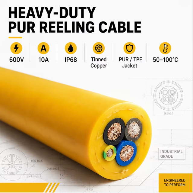 10mm² PUR Reeling Cable Heavy Duty Copper Core for Port Machinery and Logistics