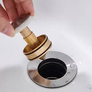 ท่อน้ำทิ้งอ่างล้างหน้าแบบป๊อปอัพทองเหลือง CUPC พร้อมท่อสแตนเลสแบบมีโอเวอร์โฟลว์ - Product Image 2