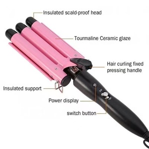Fer à friser professionnel 22 mm avec indicateur de puissance, fer à onduler à 3 barils en ABS + nylon, outil de coiffure - Product Image 6
