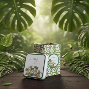 90x90x125 mm Square Recyclable Plastic <b>Tin</b> Box Embossed Logo 1L Slip Lid Tropical Jungle Design-a Lush Paradise Nature Wildlife - Product Image 3