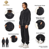 CNSHELL Set Hoodie & Jogger Pria Musim Gugur 420G Heavyweight Acid Wash Terry 2 Potong, Tracksuit Streetwear Vintage Oversized