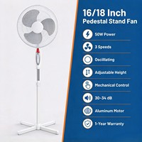 Ventilateur sur pied 16 pouces à prix usine avec base croisée de 450 mm et grille en maille, ventilateur électrique AC/DC sur pied