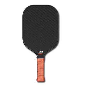 Pagaie en fibre de carbone 3K texture plaid haut de gamme poignée orange personnalisée Professional Power Paddle thermoformé en fibre de carbone