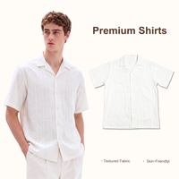 Chemise à manches courtes pour homme, coupe décontractée, col à revers, simple boutonnage, mélange de nylon, viscose et rayonne 145 g/m², tissu texturé de luxe