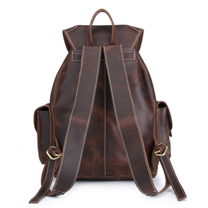 Sac à dos Vintage Crazy Horse en cuir véritable pour ordinateur portable, <span class=keywords><strong>cartable</strong></span> de voyage et de randonnée, nouveau Style 2023 - Product Image 3