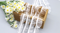 Dentelle à volants double face de qualité supérieure en organza blanc pour robe et vêtement