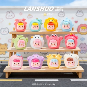Figuras de Resina 3D de Dibujos Animados Lanshuo, Llaveros en Miniatura de Animales del Zodiaco, Decoración para el Hogar - Product Image 1