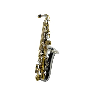 Saxofón Alto de Latón de Alta Calidad JYAS102DSG EB en Tono Plateado con Llaves Doradas, Instrumento de <span class=keywords><strong>Viento</strong></span> Plegable Ajustable, Incluye Accesorios - Product Image 4
