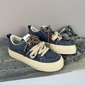 Summer niche design sneakers for couples with thick sole and heightening feature - sporty and casual <b>Canvas</b> trendy Shoes - Product Image 1