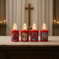 Bougie Pilier LED Religieuse en Plastique, Motif Jésus Marie, Sans Flamme, Décoration d'Église, Autel Catholique, Pâques, Halloween, Noël